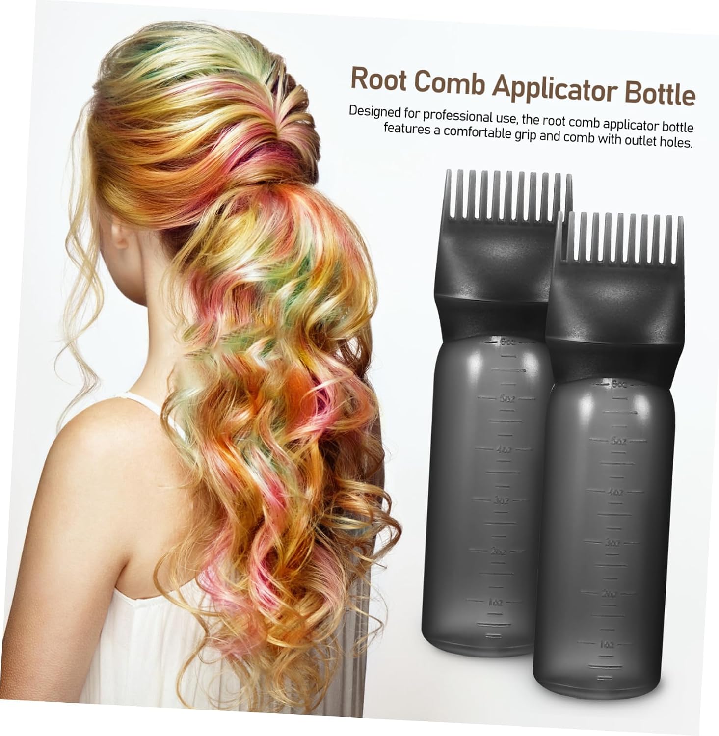 VALICLUD 2 Pack Root Comb Applicator Bottle for Hair Salon Black