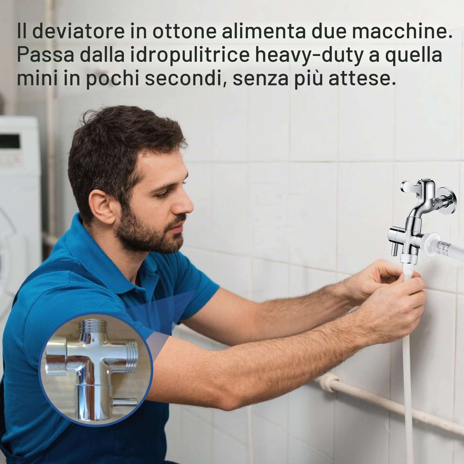 Deviazione Doccia 3 Vie in Ottone Cromato, Adattatore a T, valvola per Braccio Doccia con Sigillo in Gomma, Facile da installare, 1 Ingresso Acqua, 2 uscite, Compatibile con Doccia Fissa e d