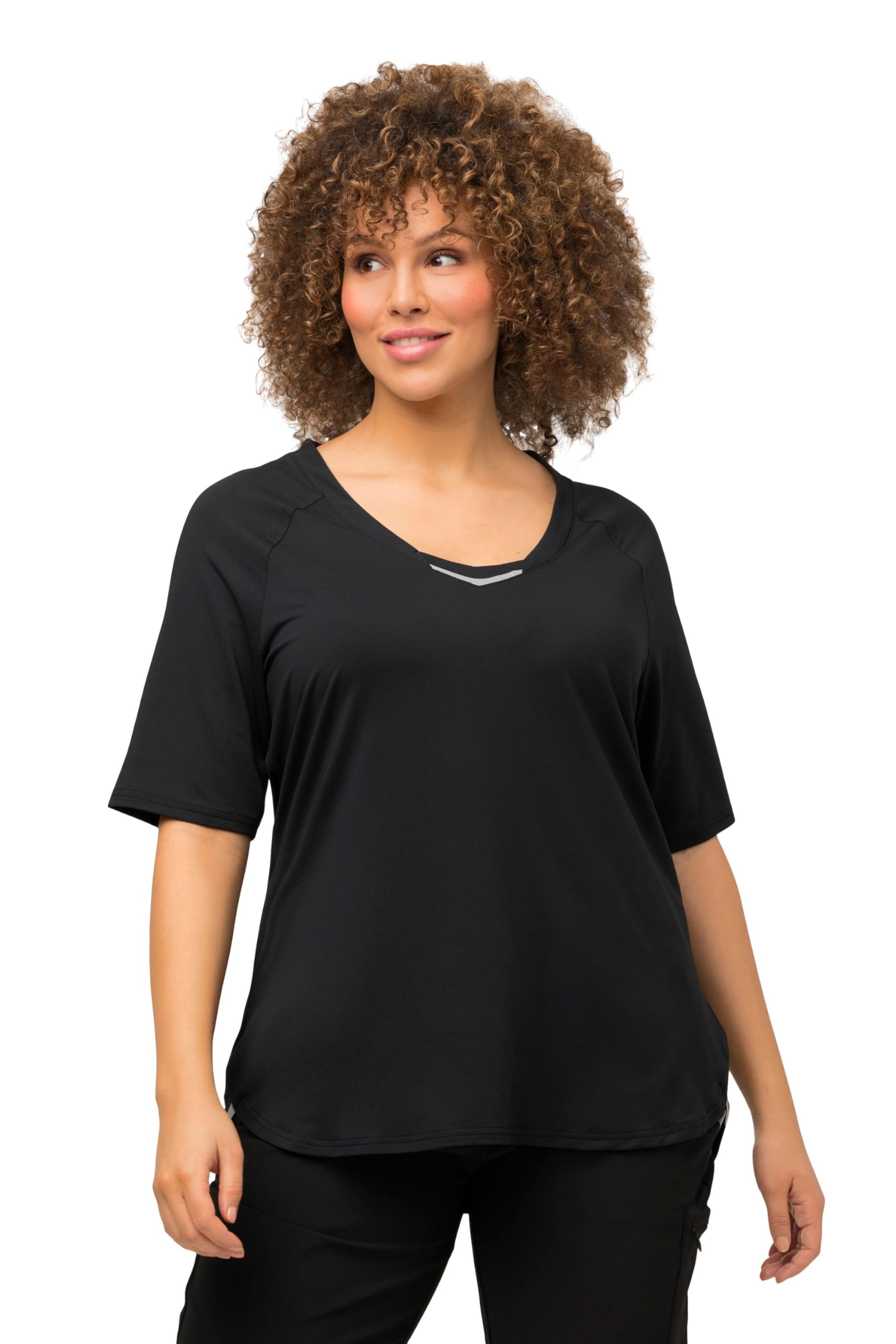 Ulla Popken Women's T-Shirt, UV-Schutz 50+ t Shirts, Schwarz,