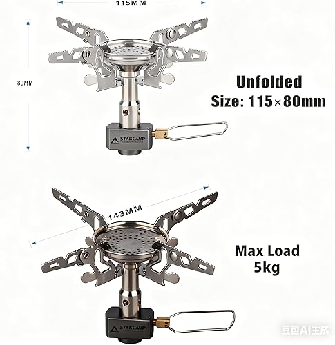 Miniatura 7 de STARCAMP - Estufa de camping portátil, quemador de propano ligero de 3000 W