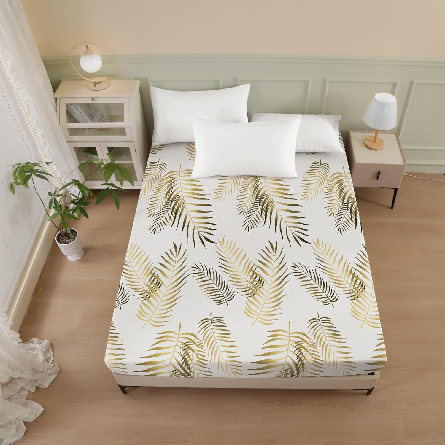Mattress Protector Pure Color Waterproof Quilted Mattress Protector with Pattern Light and Breathable Machine Washable Not Including Pillowcase (White,Queen)