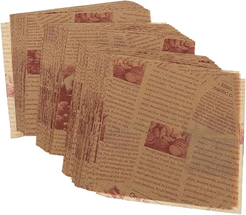 SOLUSTRE Bolsas para cestas de alimentos, 200 hojas, papel para hornear a prueba de grasa, resistente al aceite, papel de envoltura para sándwiches