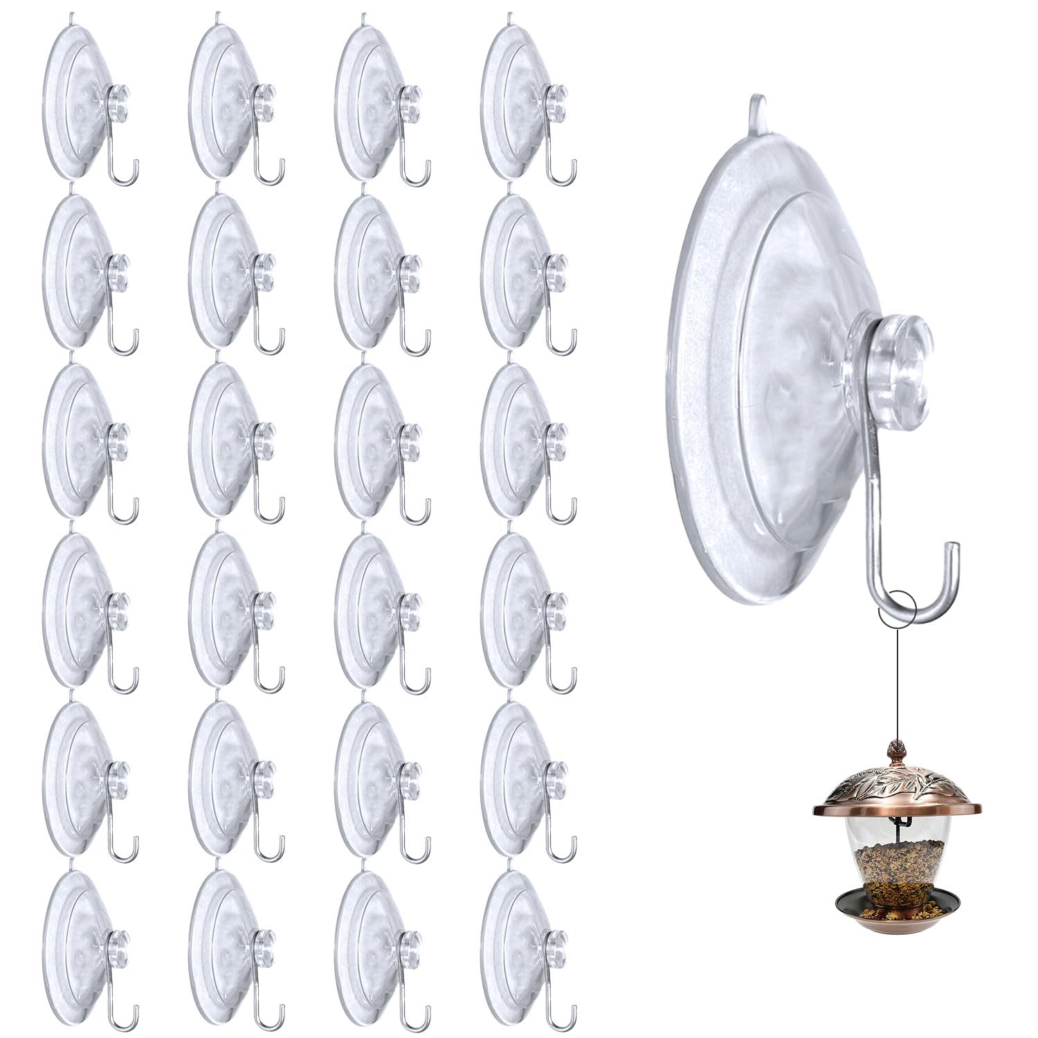 Produktbild von UKOFEW 20er-Pack Saugnäpfe Ohne Haken – PVC, 20 Mm, Transparent-himmelblau, Für Glas & Fliesen, Bis 0,5 Kg