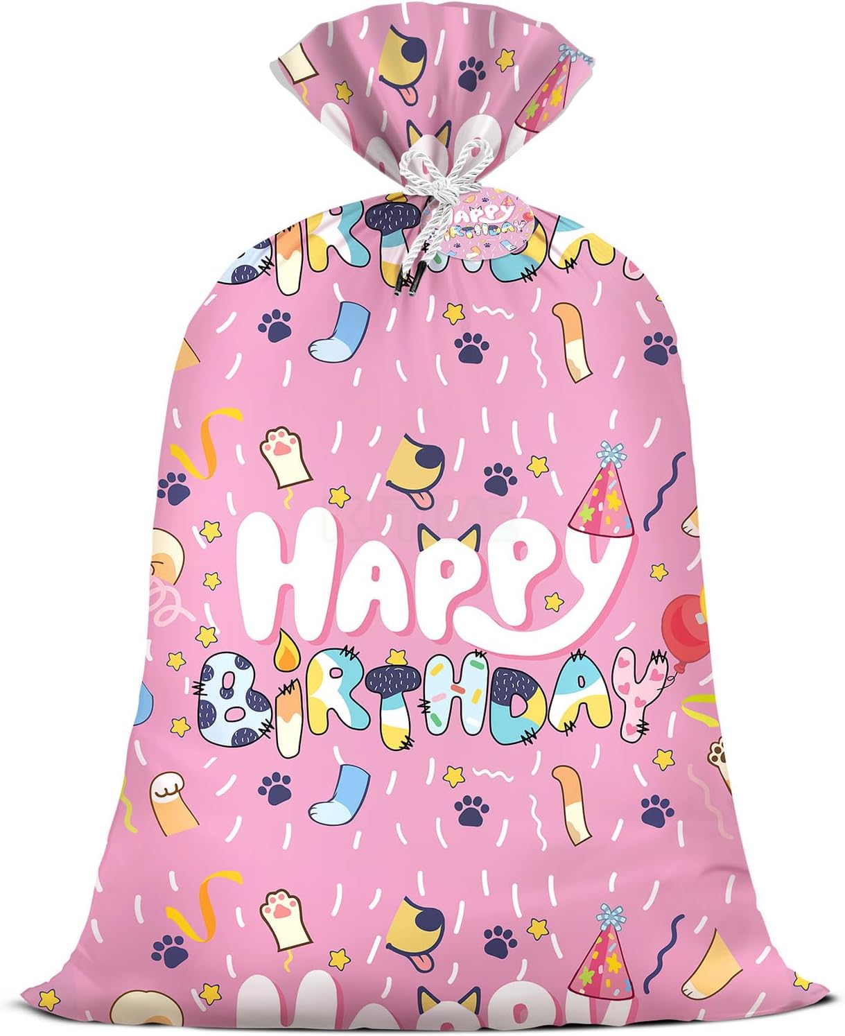 Pink Large Gift Bag Jumbo Reusable Plastic Birthday Bags for Girls Gender Reveal Festive Celebration Design for Oversized Presents Stuffed Toys (36×56 Inch)