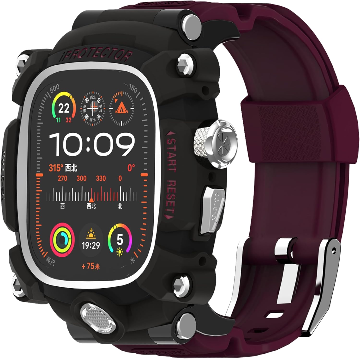 iG-3100 Rugged Case with Band for Apple Watch Ultra 2 49mm,Shockproof Bumper Cover Silicon Strap for Apple Watch Ultra 1 49mm Full Protective Cover for Men