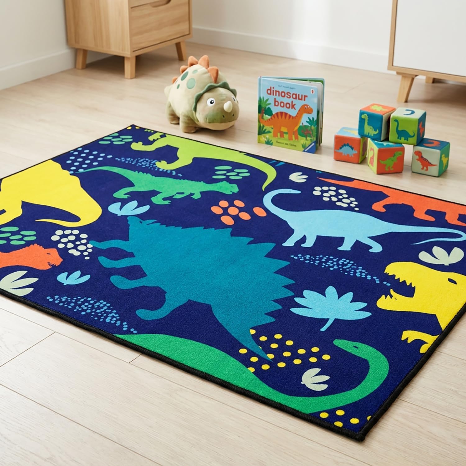 Dinosaur Rug - Dinosaur Rugs for Boys Bedroom Cartoon Dino Carpet for Boys Kids Room Decor Colorful Animal Carpet for Living Room Floor Mats, 3x4 Feet