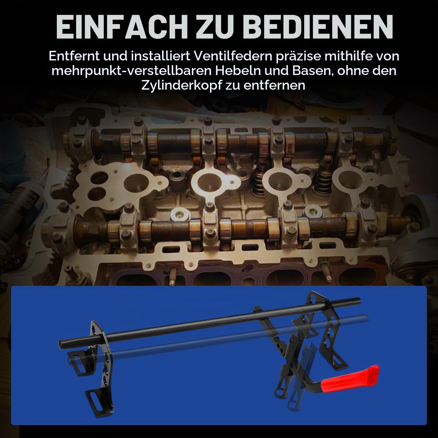 FreeTec 25tlg Universal Druckluft Ventilfederspanner Werkzeug für 8, 16 oder 24mm VentilenVentilschaftdichtung Werkzeug mit Zange OHV OHC