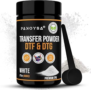 PANOYSA DTF Powder White Digital Transfer Hot Melt Adhesive for Sublimation 600g (21 OZ) DTF PreTreat Transfer Powder for All Fabrics Dark and Light, Compatible with DTF and DTG Printers