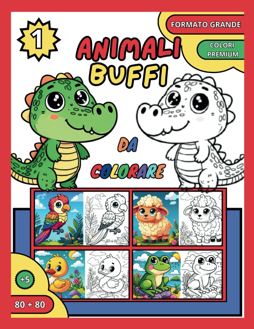 Animali Buffi: Un Viaggio Creativo per Piccoli Artisti: 80 Immagini Incantevoli da Colorare e 80 Illustrazioni Colorate per Ispirare la Creatività dei Bambini (Italian Edition)