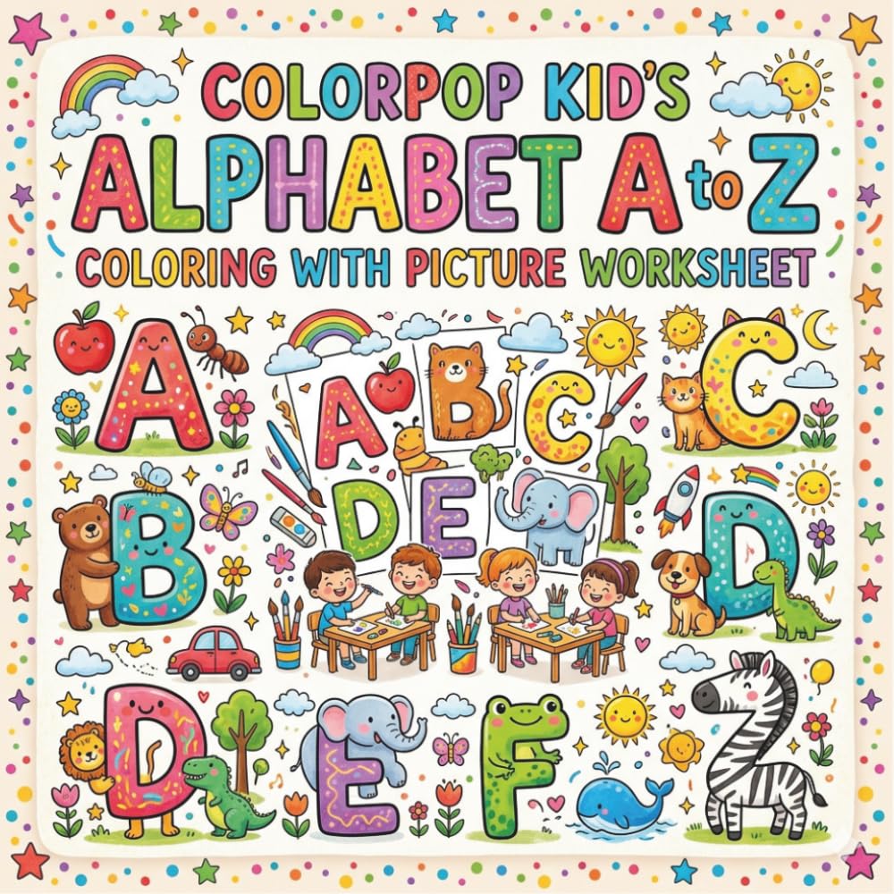 ColorPop Kid's Alphabet A to Z Coloring With Picture Worksheet: A Delightful Alphabet Journey Filled with Adorable Pictures that Inspire Creativity, ... Learning Letters Exciting for Young Minds