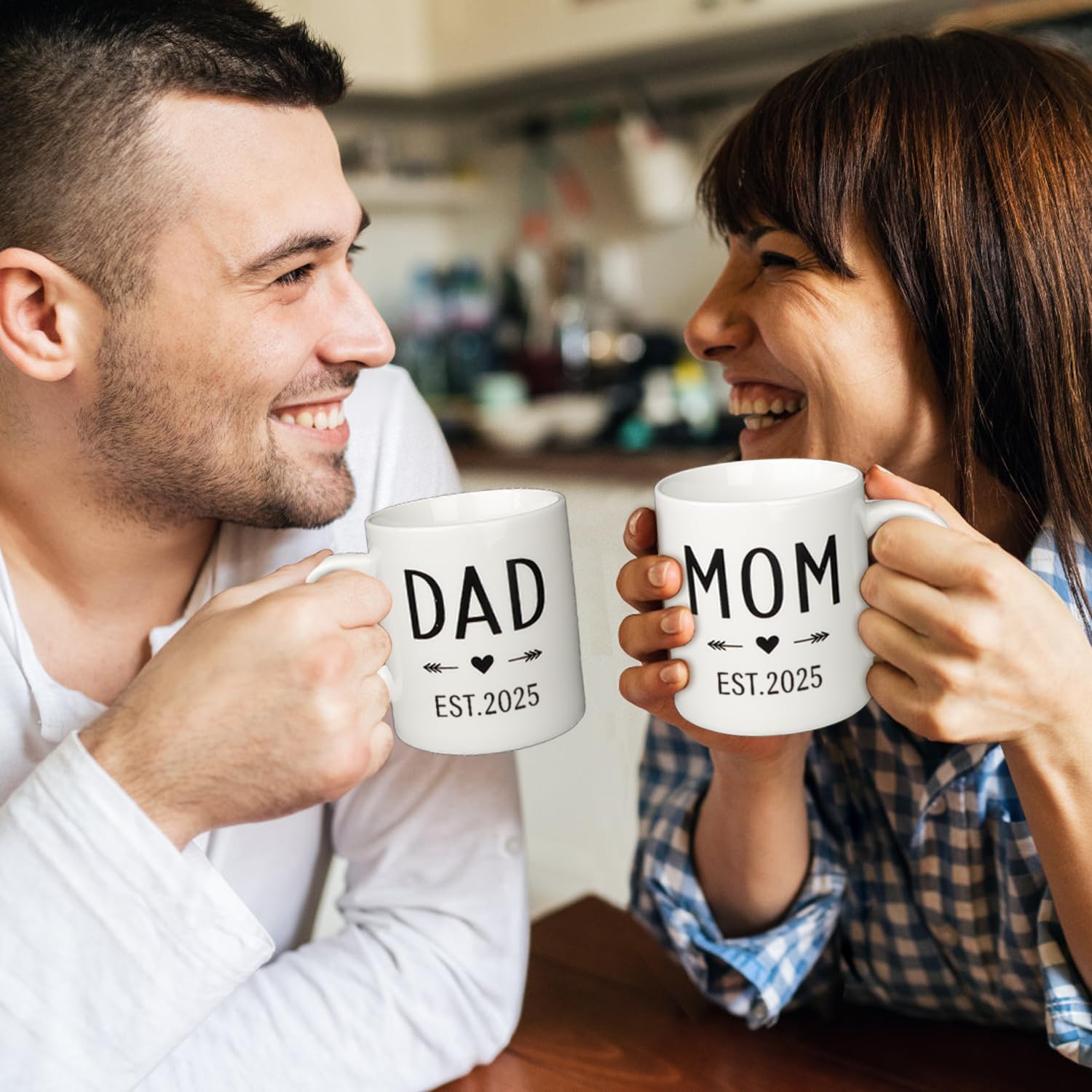 Pregnancy Gifts for New Parents Est 2025- New Mom Gifts Basket for Pregnancy Announcement, Baby Shower - Mom & Dad Mugs, Decision Coin, Ultrasound Frame, Swaddle Blanket, Bib, Socks - Image 3