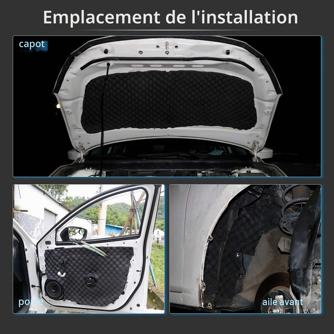 sourcing map Isolant Acoustique résistant à la Chaleur Voiture Amortisseur Mousse 300x50cm