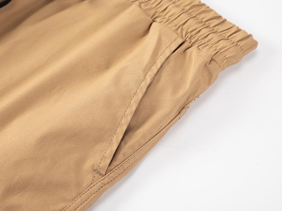 Mens Casual Twill Cargo Shorts Cotton Drawstring Classic Cargo Stretch Short with 6 Pockets - Image 2