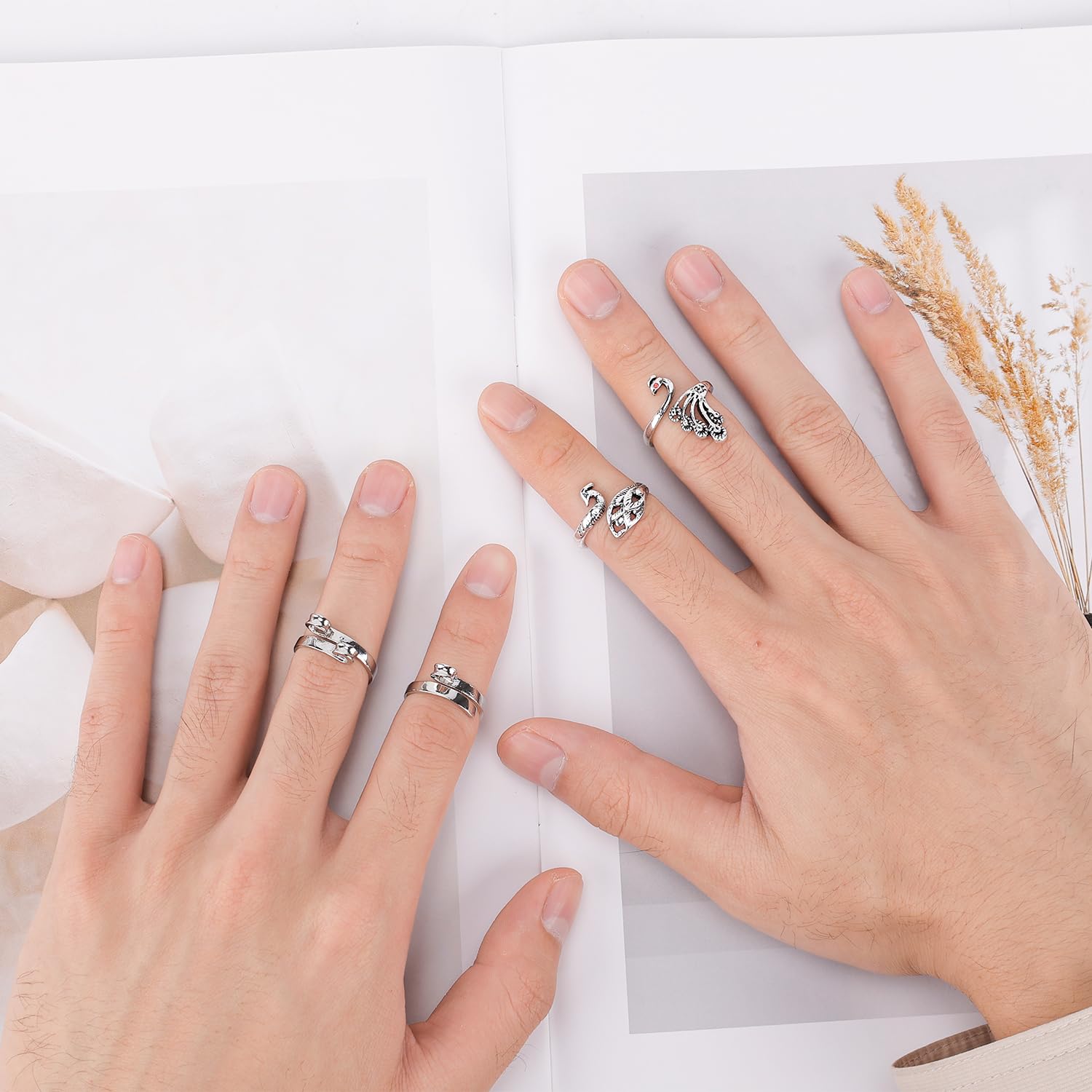 Anneau Crochet Doigt Anneaux De Crochet Pour Doigt Avec Boucles De Marque - Lot 2 Anneaux 10 Boucles - Argent Accessoire Tricot Crochet