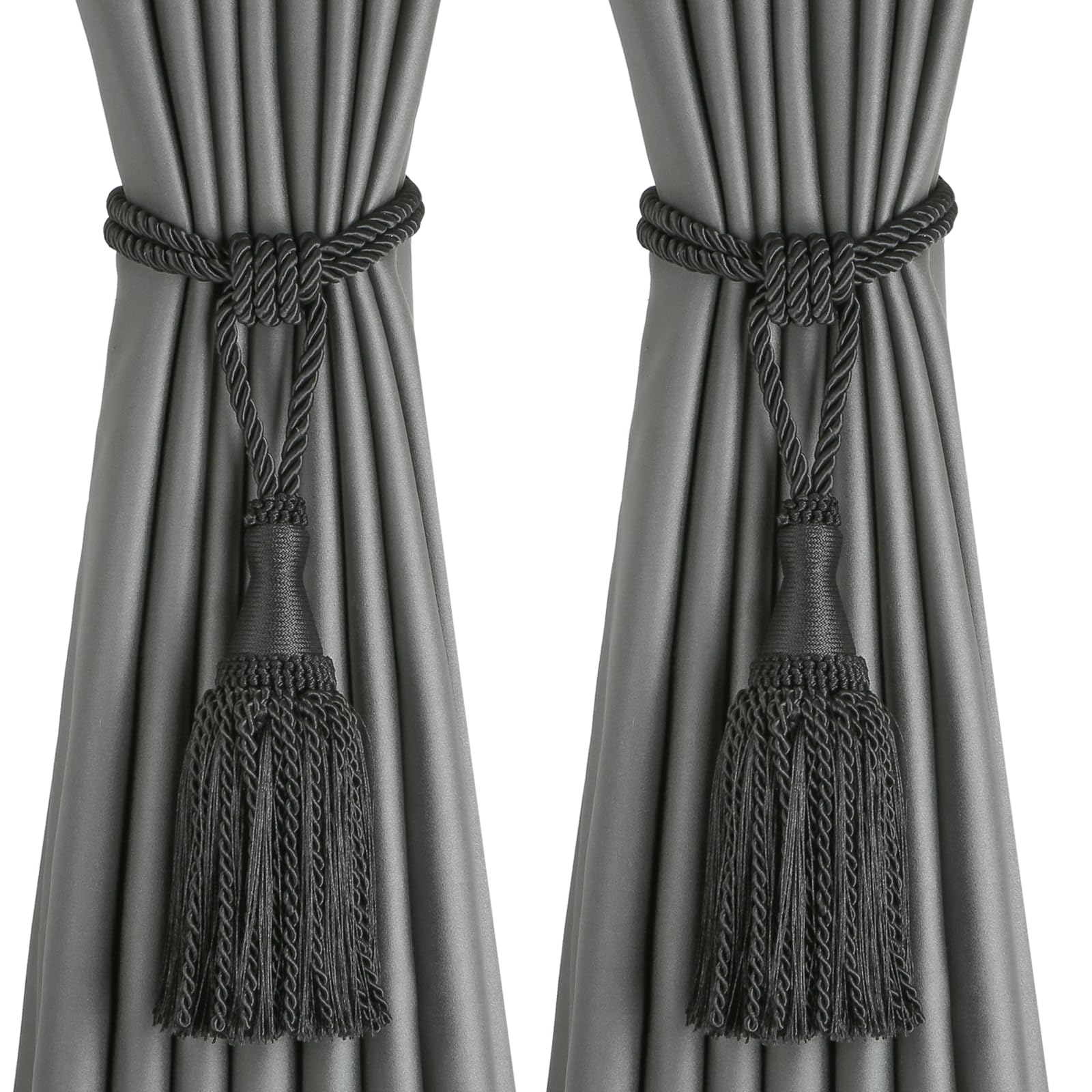 HedongHexi 2 Pack Curtain Tiebacks with Tassel,Modern Rope Window Curtain Ties Backs for Draperies, Outdoor Elegant Decorative Curtain Holdbacks
