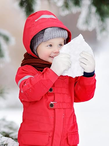 Miniatura 4 de Boao 6 pares de guantes para niños, dedos completos, guantes de punto para niños pequeños, guantes cálidos de invierno para niños y niñas