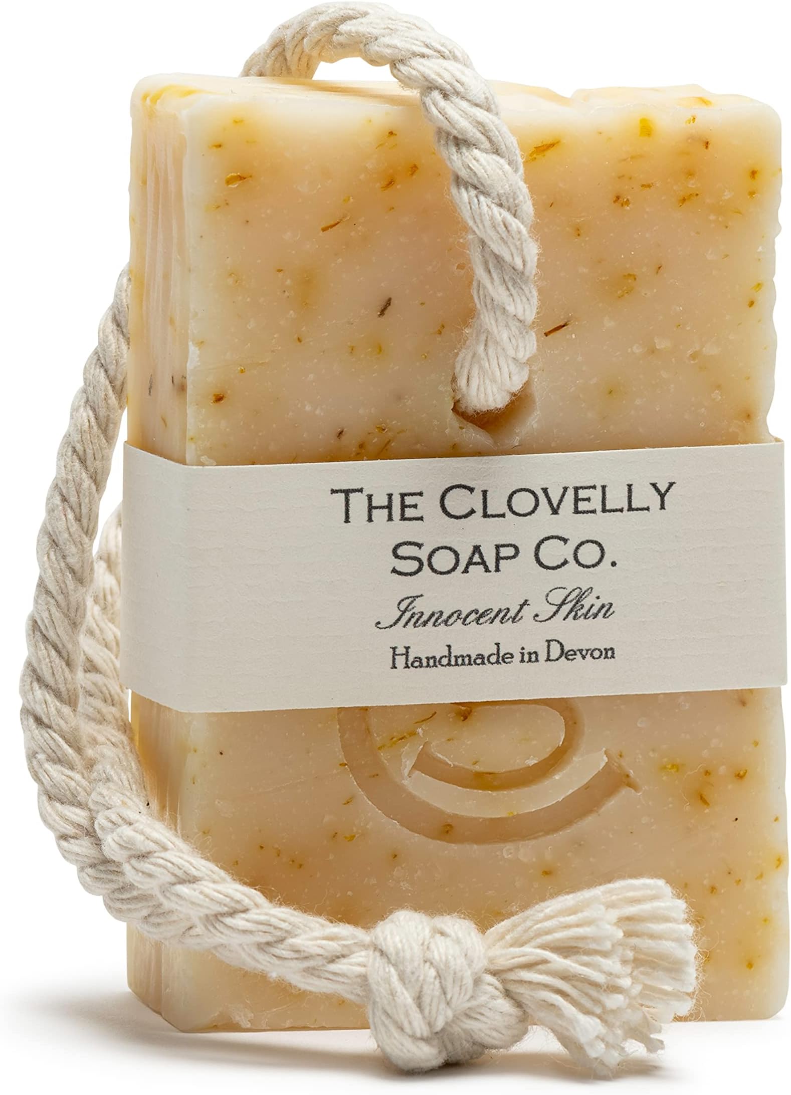 Clovelly Soap Co Natural Handmade Soap on a rope Bar (Unscented, 100g) For all skin types.