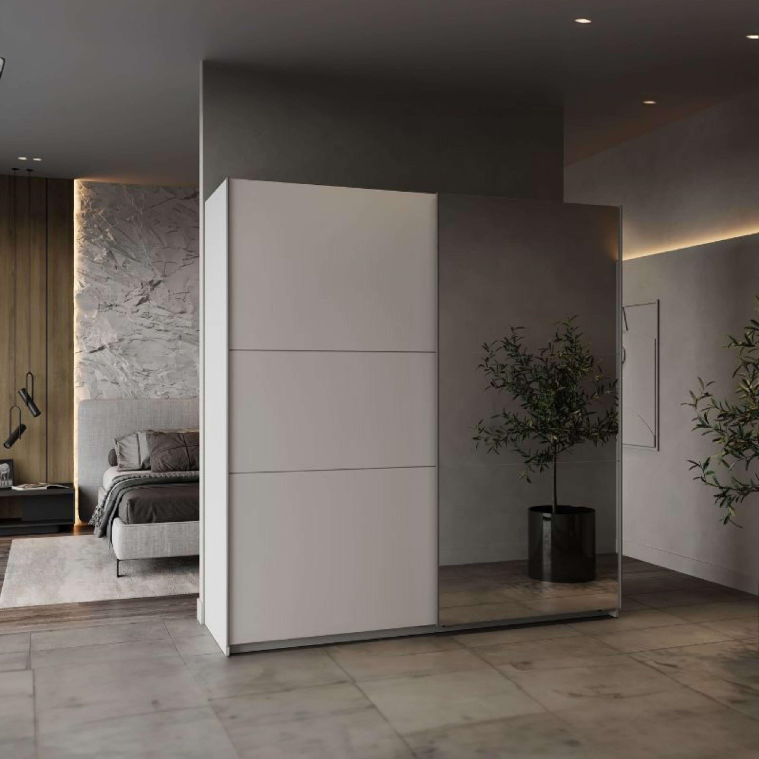 Miroytengo Armario con Espejo Ghost Alto Dormitorio Moderno Color Blanco Mate 203x178 cm