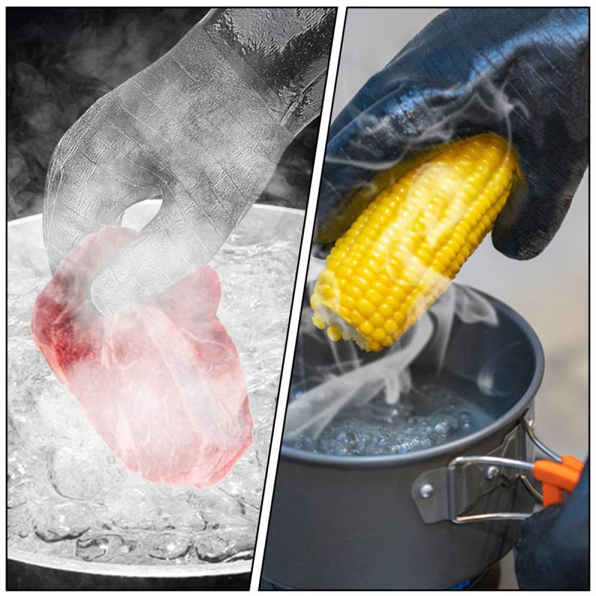 Guante de Horno Resistente al Calor, Neopreno Negro, 1 Par | Impermeables, Protegen la Muñeca Frente a Salpicaduras, Aptos para Horno y Cocina