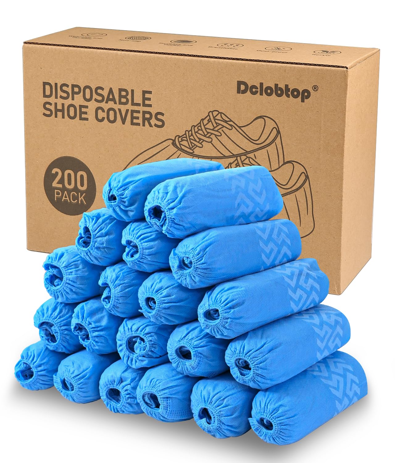 200 Pack Disposable Shoe Covers,Larger Size Shoe Booties Disposable Non Slip, Blue Shoe Covers for Indoors - Floor and Carpet Protectors Shoe Coverings, One Size Fits Most