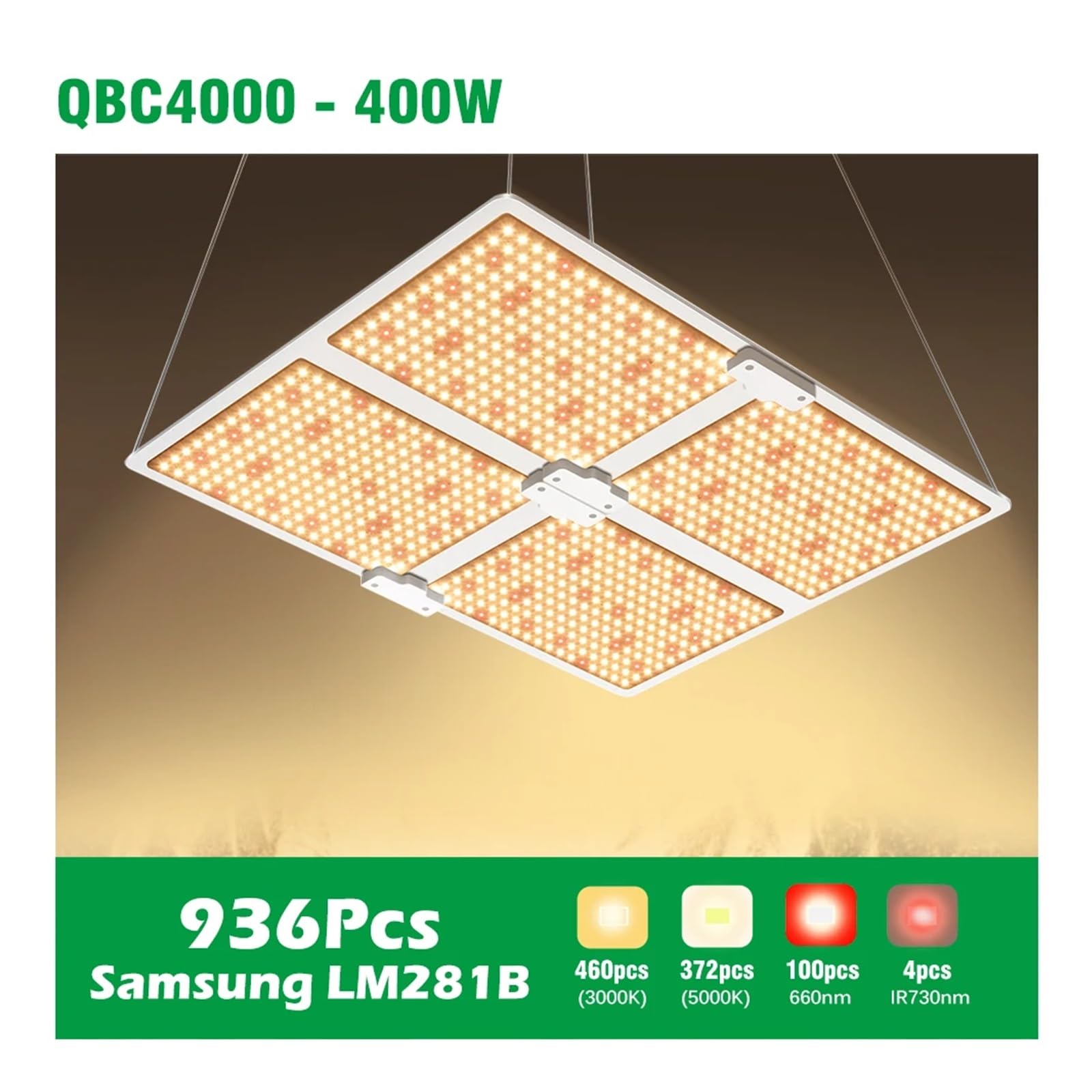 Lampe de Plante, LED élèvent la lumière LM281B 2000W 4000W 6000W Lampe Phyto à Spectre Complet Semblable Soleil quantique for l'éclaira de Croissance des Plantes de Serre.(QBC6000)