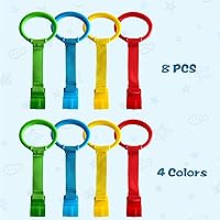 Vista 5 de 8 anillos de dominadas para corralitos de juegos, anillos de seguridad ajustables de plástico para bebés, asistente de caminar para niños pequeños