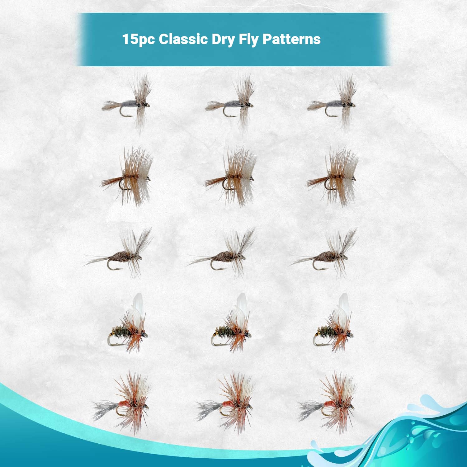 Feeder Creek Fly Fishing Lures | 15 Trout Flies for Fly Fishing | Dry Flies Size 14 Fishing Flies | Fly Fishing Flies Kit Effective Trout Fly Patterns