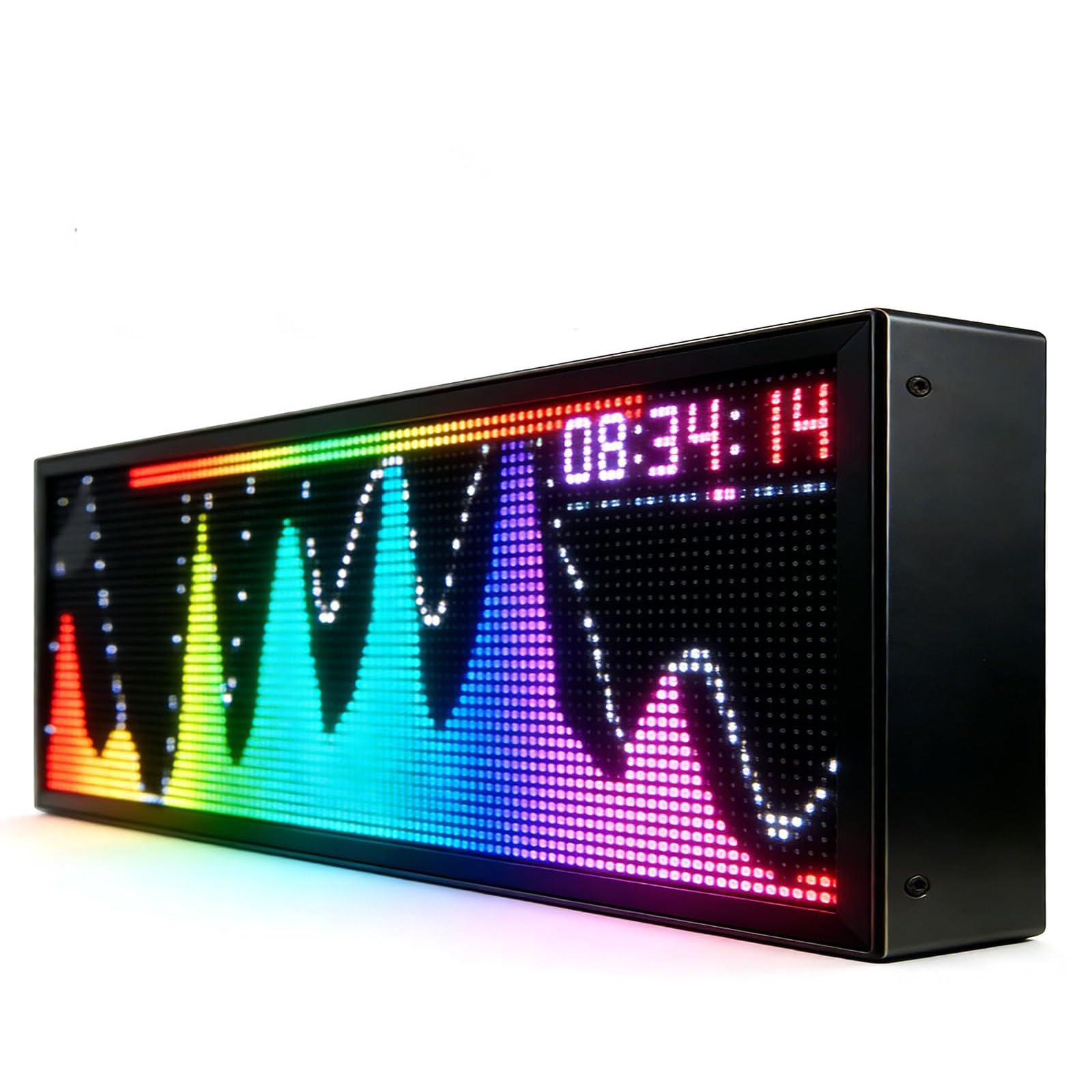 Musikspektrum-Analysator, LED-Audio-Visualizer mit 36 Anzeigemodi, Sprachsensor, Uhr und AUX/Mikrofon-Eingang für PC und Gaming
