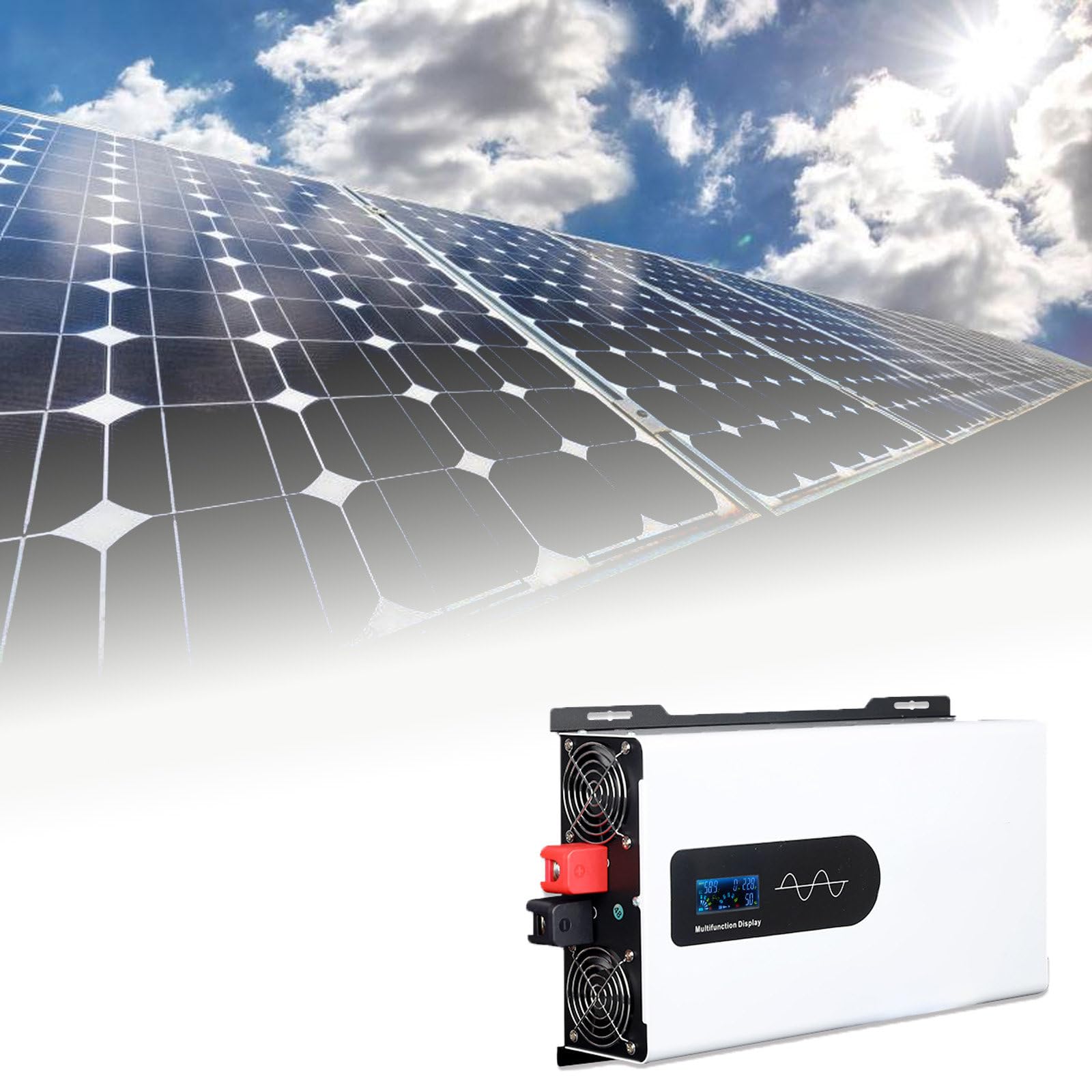 Falownik sinusoidalny 1500 W, moc szczytowa 3000 W, w pełni metalowa obudowa z inteligentnym wyświetlaczem HD do kamperów, urządzeń solarnych, urządzeń zewnętrznych i domowych 12v