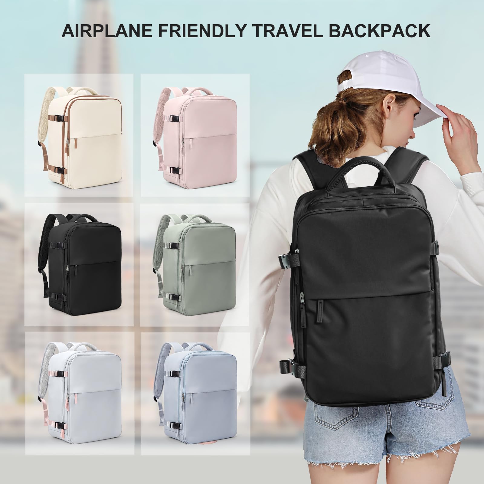 SZLX Zaino Ryanair 40x20x25 Bagaglio a Mano Easyjet 45x36x20 Donna Zaino da Viaggio Aereo Borse da Cabina Impermeabile Uomo Adatto a PC da 14 pollici Travel Backpack per Sportivo Trekking
