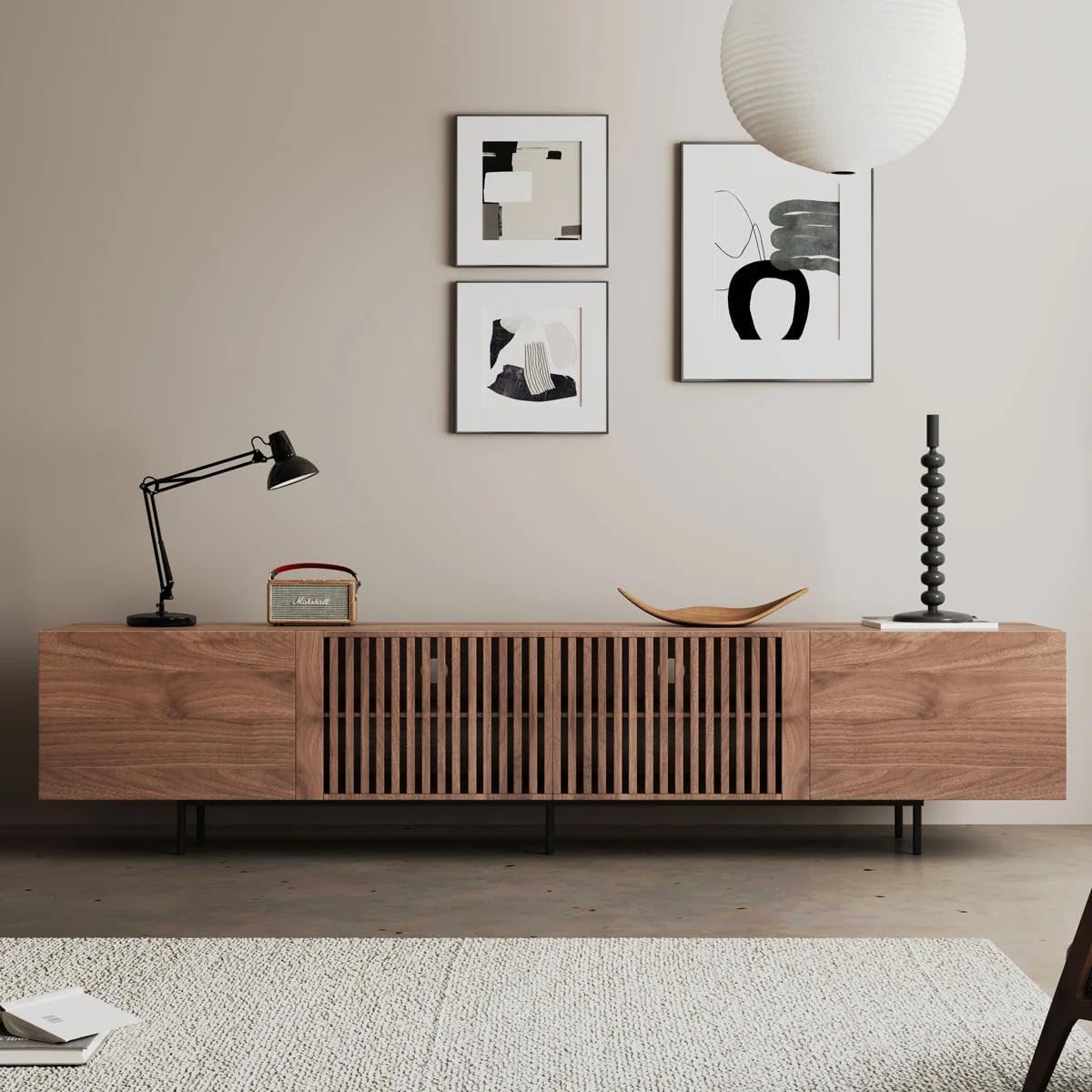 Modern TV Stand & Cabinet for145W x 40D x 49.5H centimetres | TV Unit with 120 litres Storage for Living Room &, Media Console (Honey-f)-image-7