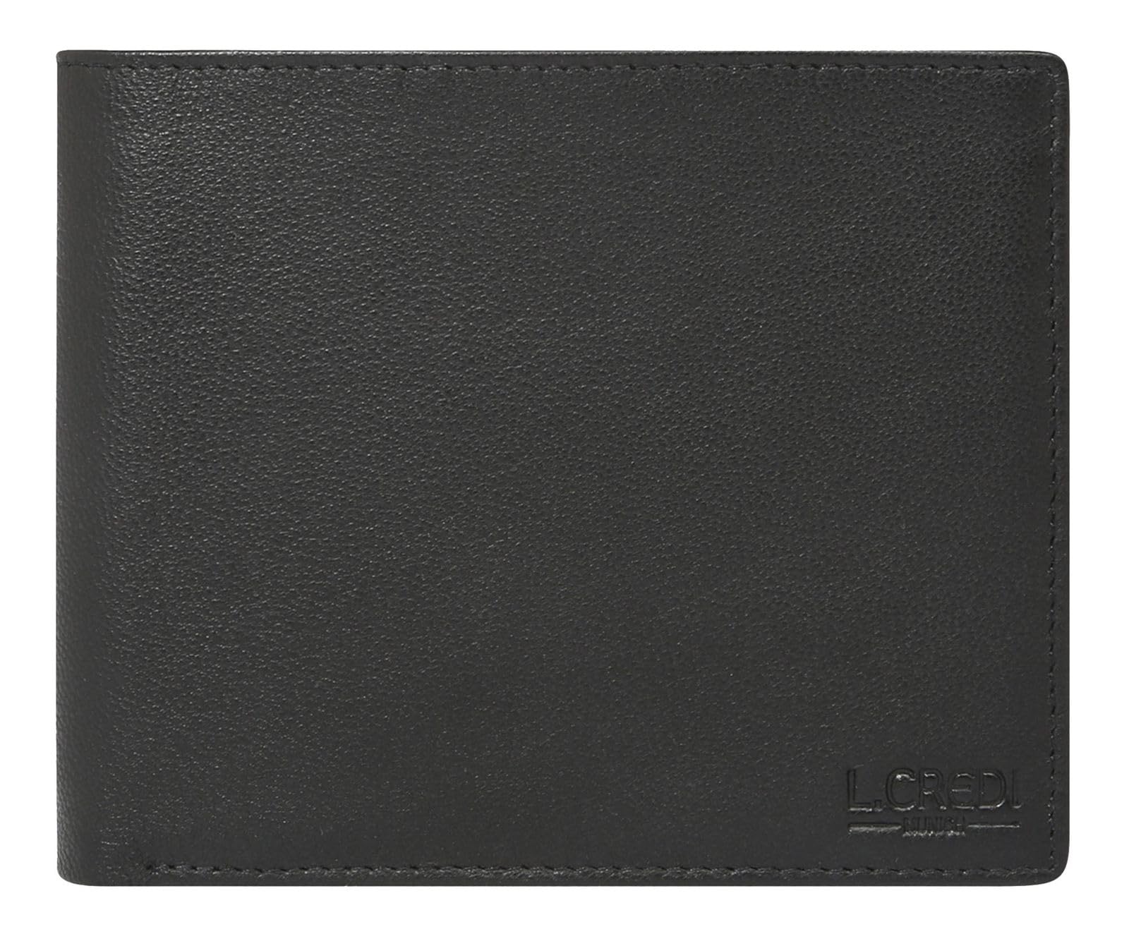L.Credi Cuero Monedero George Wallet Black Negro