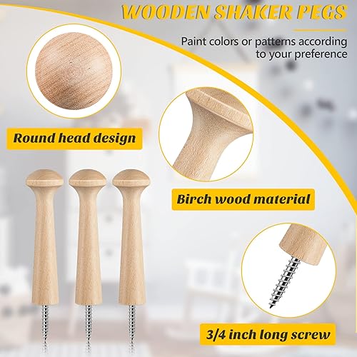 Miniatura 9 de Jetec Clavijas de madera con rosca de madera de 2.9 pulgadas de largo, estantes de madera sin terminar para colgar ropa, sombreros, toallas y más
