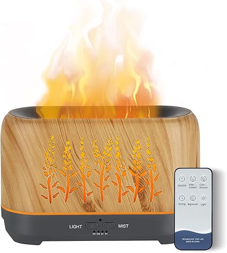 NEWYID Difusor de aceite esencial, difusor ultrasónico de aceite de llama de 8.1 fl oz, 3 modos de niebla, 4 temporizadores de hasta 12 horas de