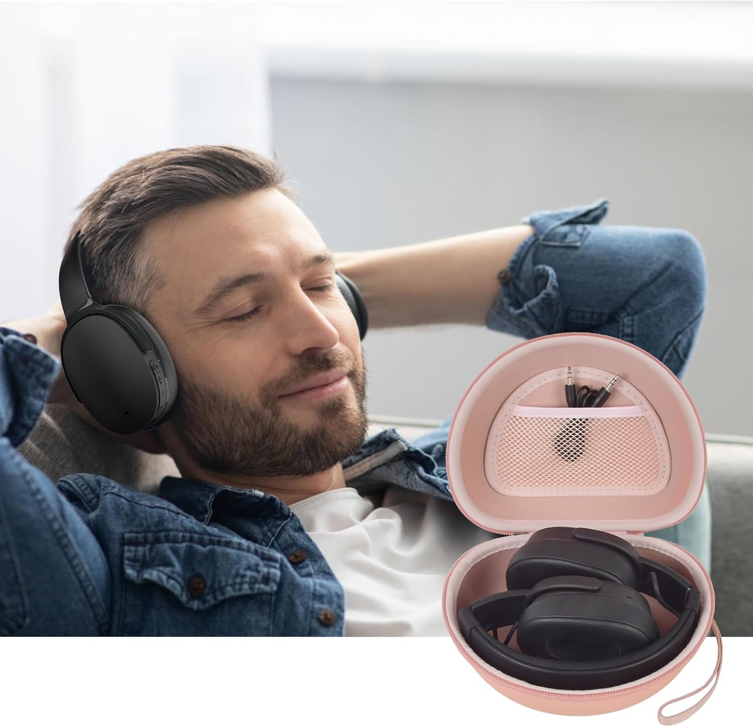 Headphone Case for Skullcandy Crusher/Hesh/Evo Wireless Over-Ear Bluetooth Earphones, for JLab JBuds Lux ANC, for TOZO HT3/HT2 Headphones and More Noise Cancelling Foldable Headset - Box Only (Pink) - Image 8