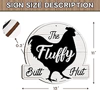 Vista 5 de The Fluffy Butt Hut Signs,cartel de gallinero, decoración de cobertizo de pollo para el hogar (blanco)