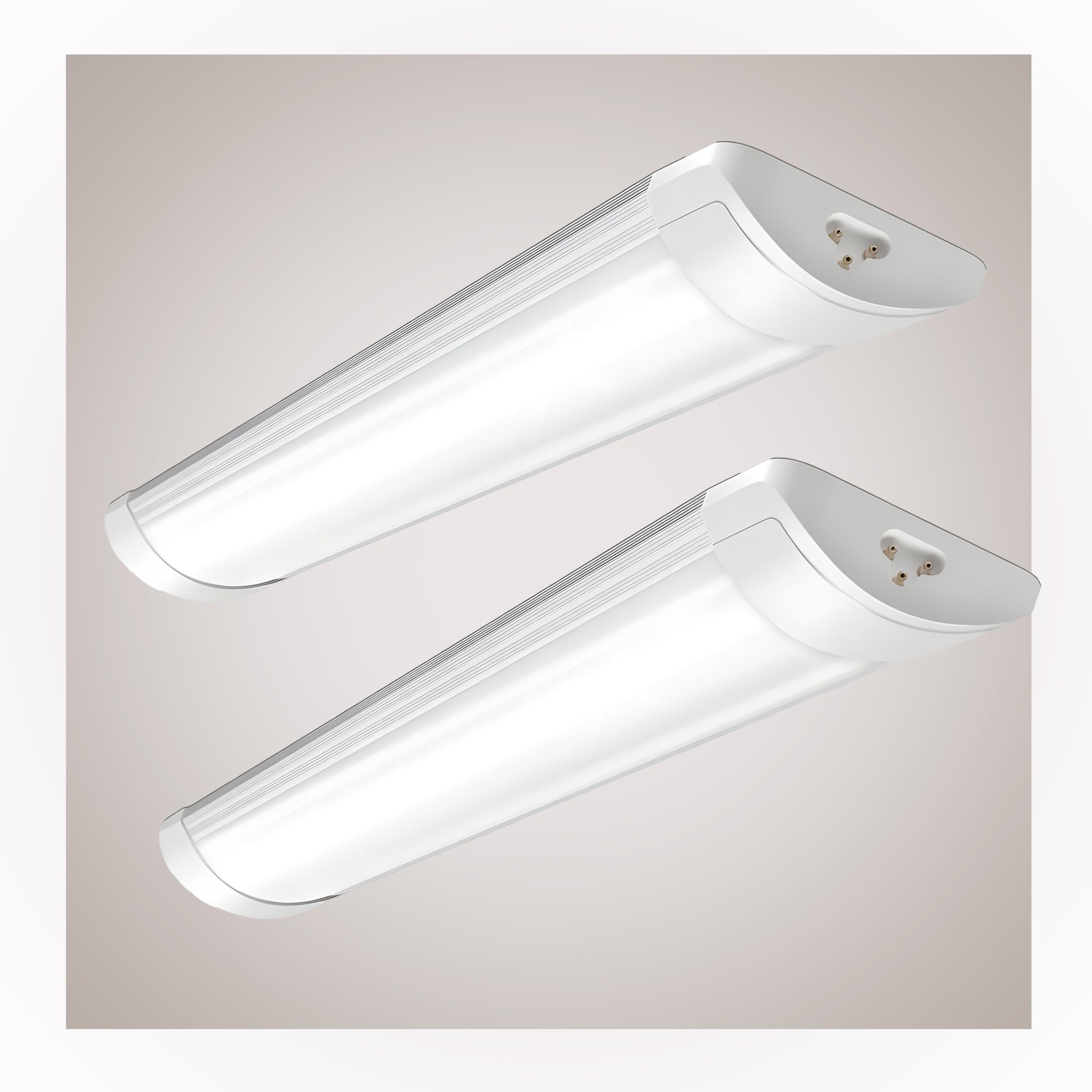 Brightex Pack of 2 4FT 50W LED Batten Lights, Linkable Linear Tube, 4000K Natural White, Slimline Ceiling Strip Lamp for Garage, Workshop & Office Lighting
