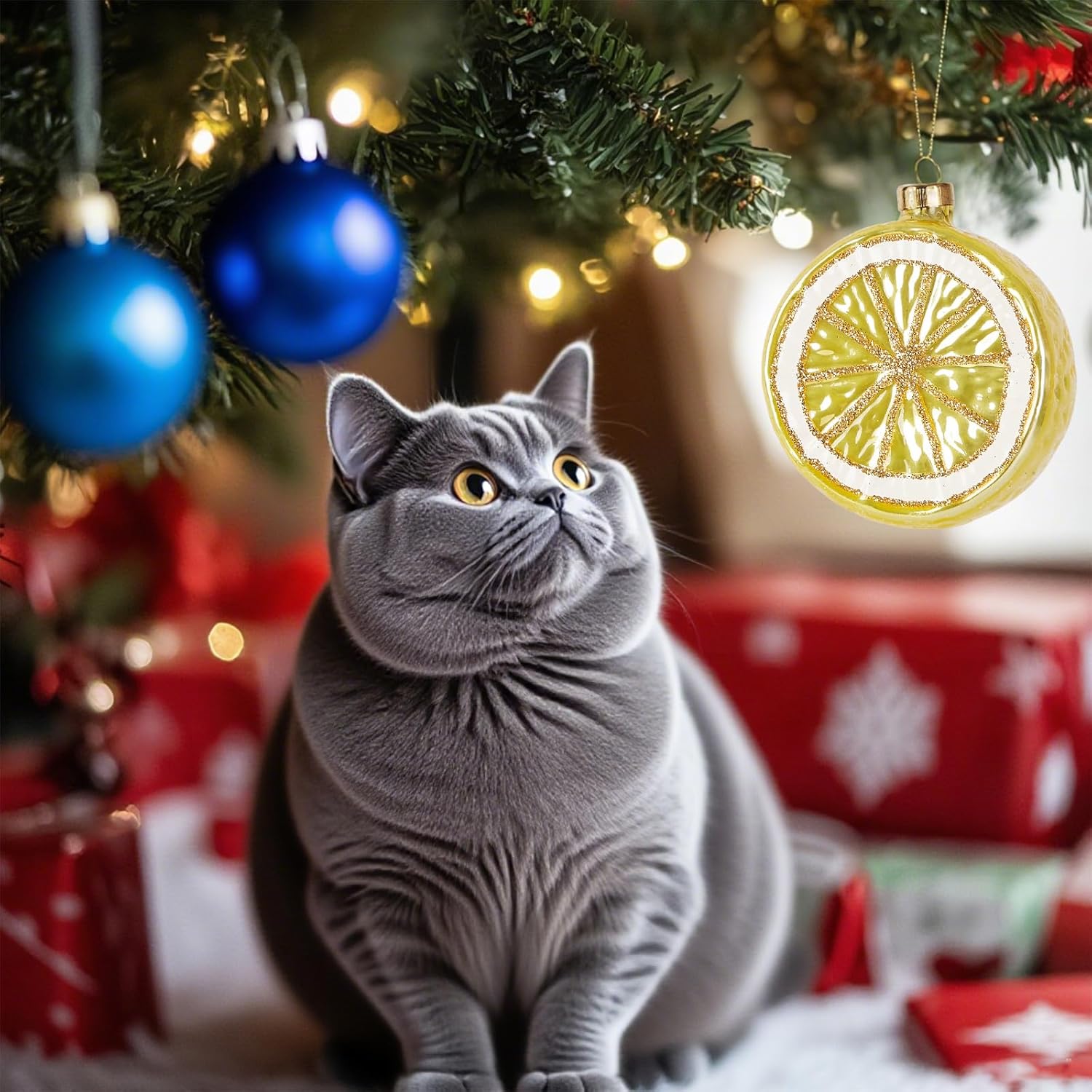 Hanging Christmas Ornaments 2025, Handcrafted Glass Blown Xmas Tree Decorations Holiday Ornaments Funny Gifts Collectible Winter Festival Decor for Home Party, Lemon - Image 5