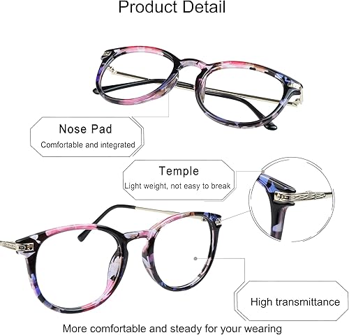 Miniatura 9 de YEIN Lentes de lectura bifocales con bloqueo de luz azul, lector bifocal para mujeres y hombres, marco ovalado con bisagra de resorte (+0.00+2.00 de