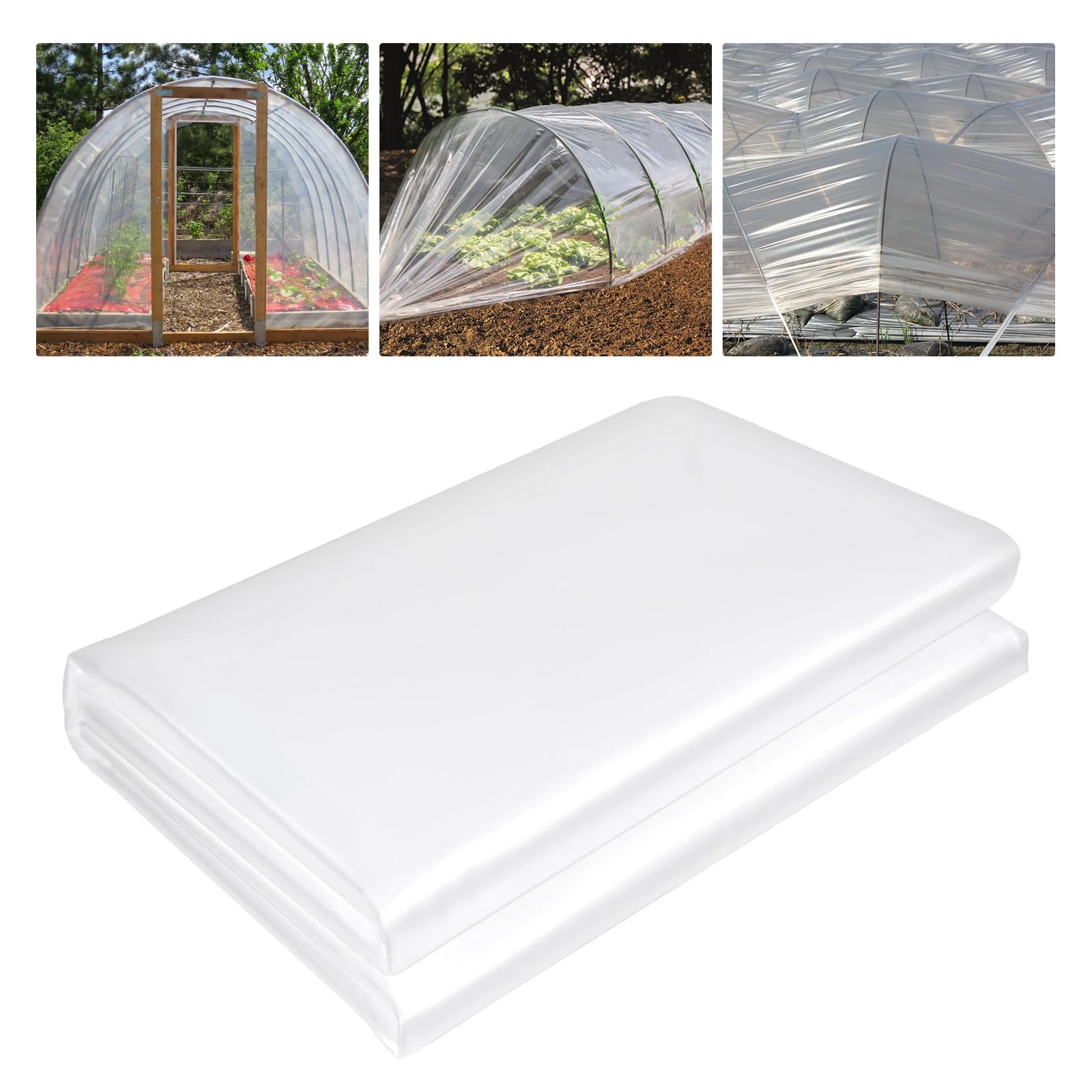 Garvee Plástico para Invernadero Transparente de Polietileno LDPE 0.15mm, Cubierta con Protección UV y Antienvejecimiento de 2 Años, Film de Alta Resistencia para Huerto y Cultivos, Medidas 6 x 30.5m