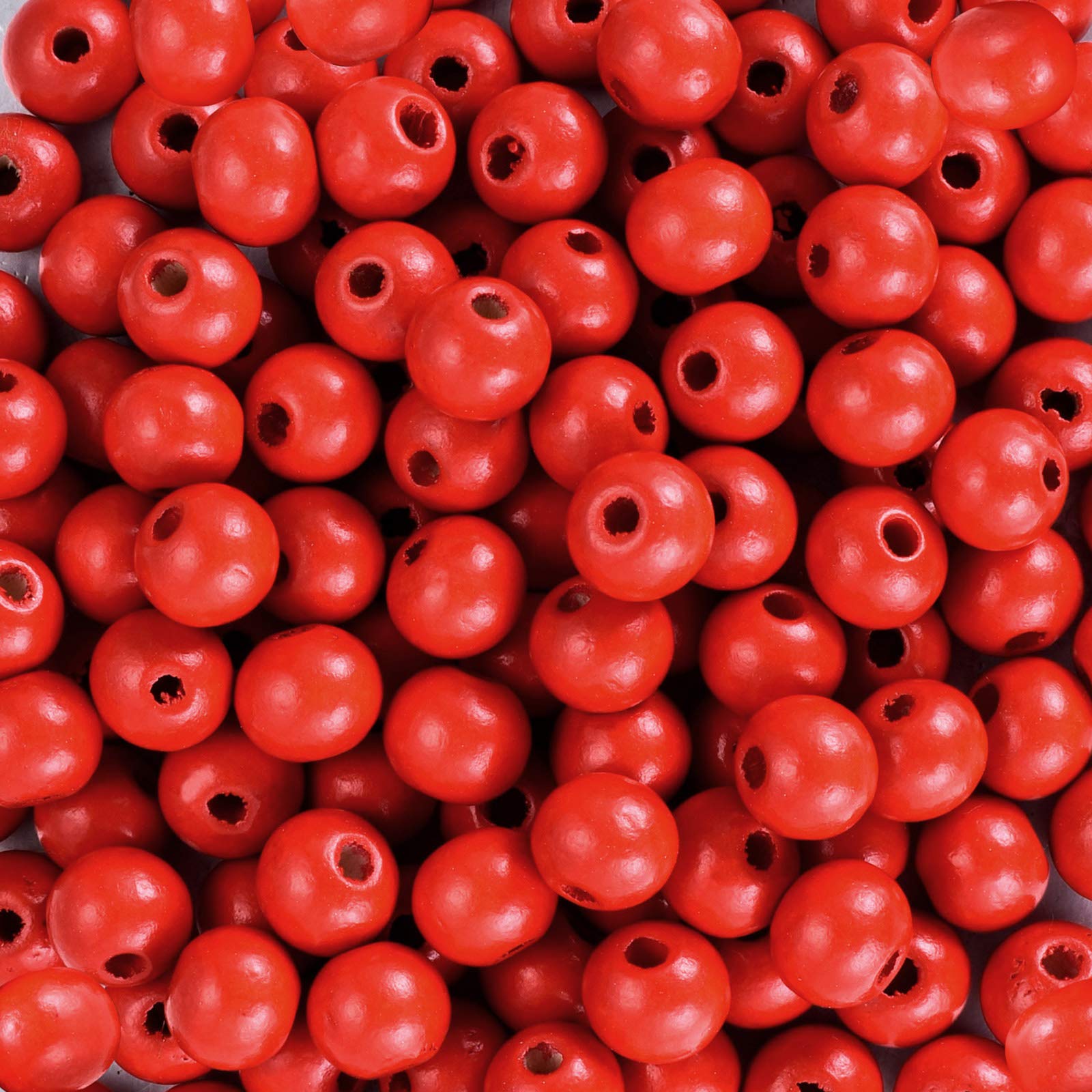 PATIKIL 200 Pcs 10mm Wooden Beads For Crafting - Red Round Spacer Beads, 3mm Hole, For Jewelry Making & Macrame