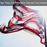 Vista 5 de Black Flag Poles for Outside in Ground - 8FT Flag Pole for House with 2 Pronges Base - Stainless Steel Flag Pole Kit with 3x5FT American Flag for