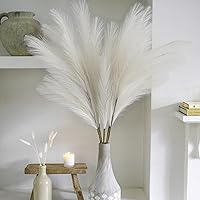 Vista 17 de 38 pulgadas 10 tallos de hierba de pampa sintética alta – decoración de hierba de pampa alta roja pompas arreglo floral y relleno de jarrón