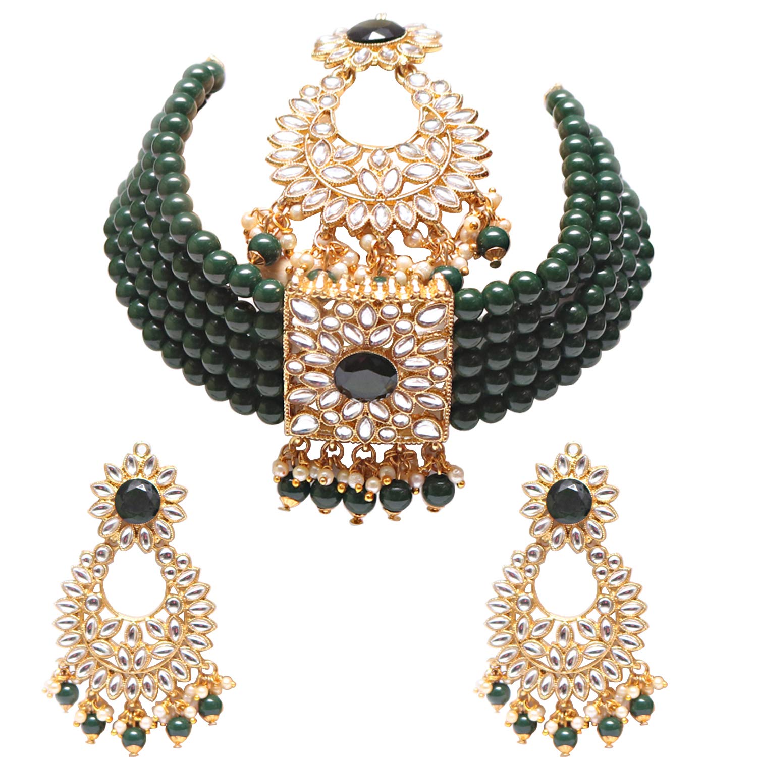 Swarajshop Gold Plated Green Pearls & Kundan Bridal Jewellery Set For Women (B08NPH1TQD) Amazon Price History, Amazon Price Tracker