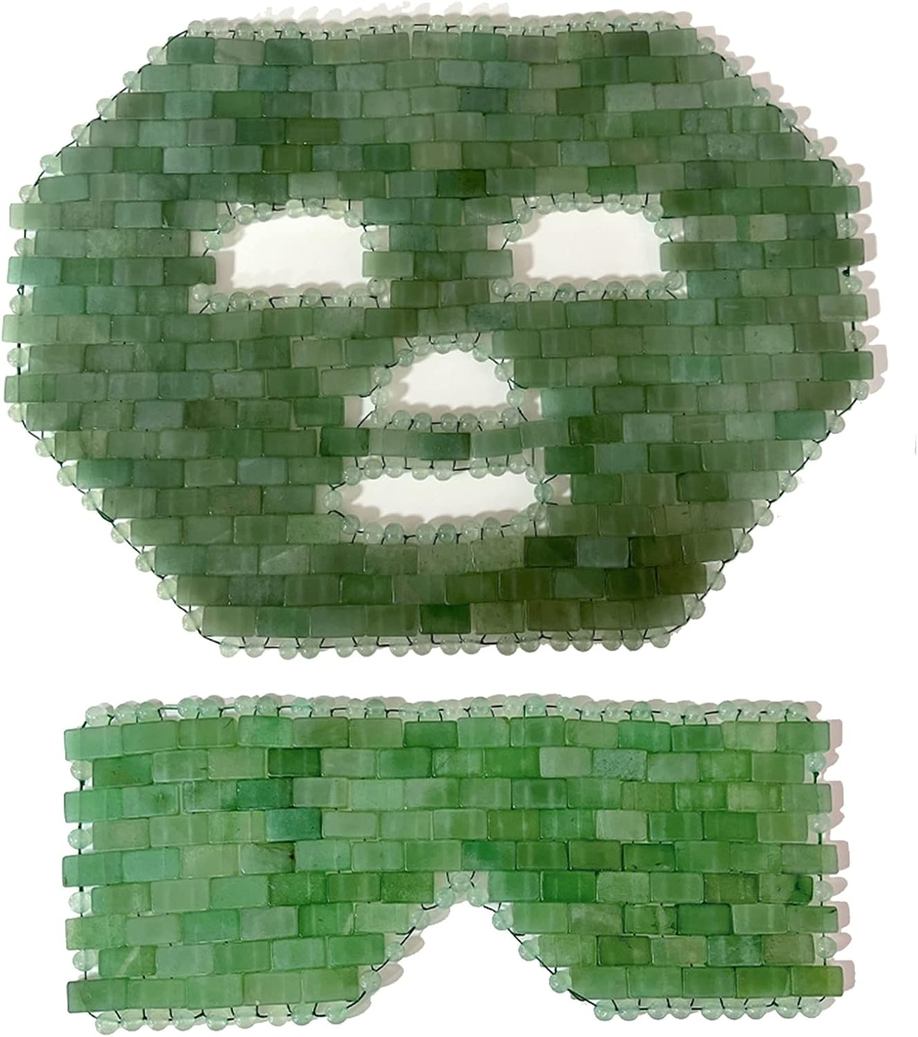 Jade Sleep Mask Cooling Quartz Facial Mask Natural Crystal Beauty Skincare Massage Tool Reusable for Relieving Face & Eye Puffiness Yoga Meditation Gift (Color : Green, Size : 2 PCS)