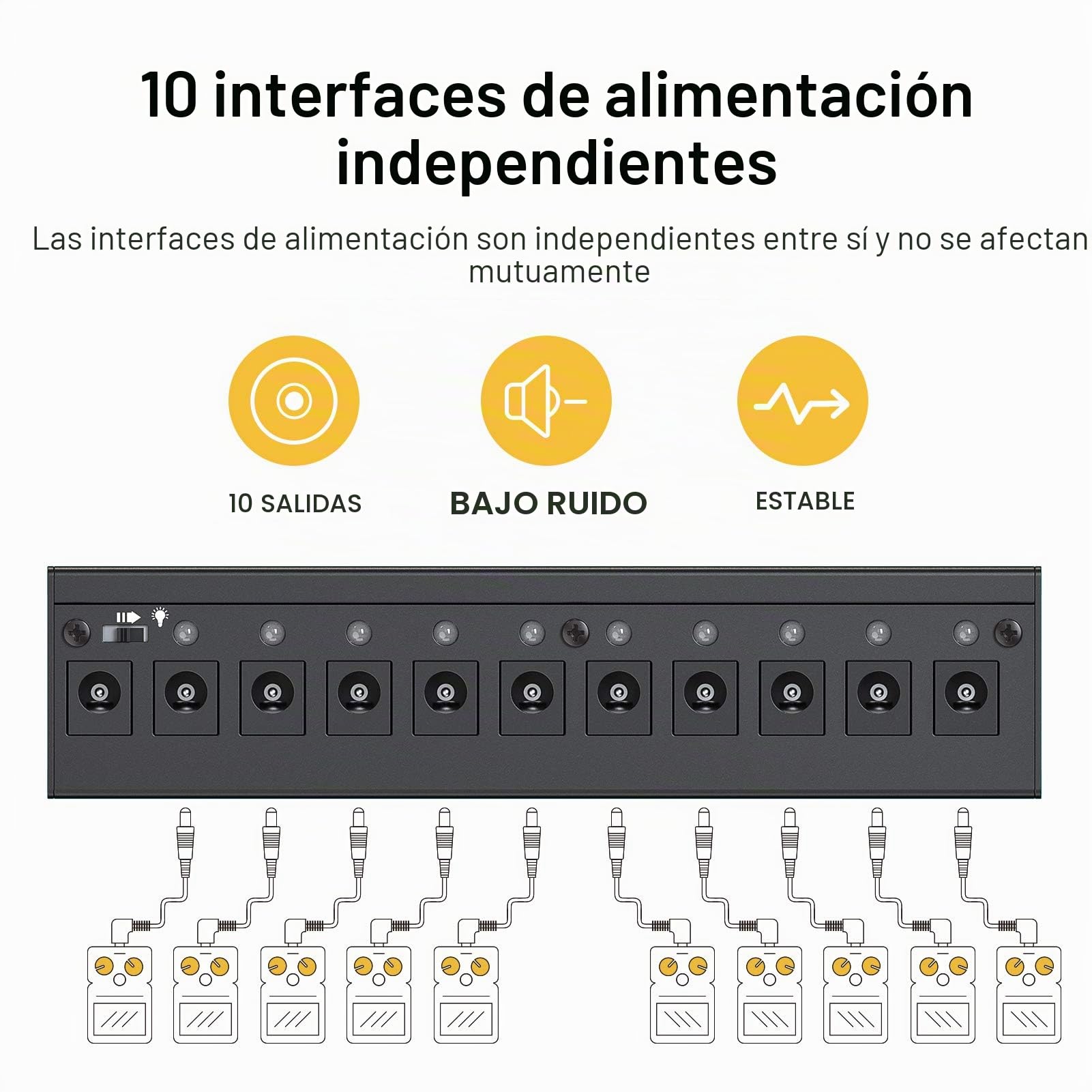 Donner DP-1 10 Pedales de efectos de guitarra con salida aislada Fuente de alimentación