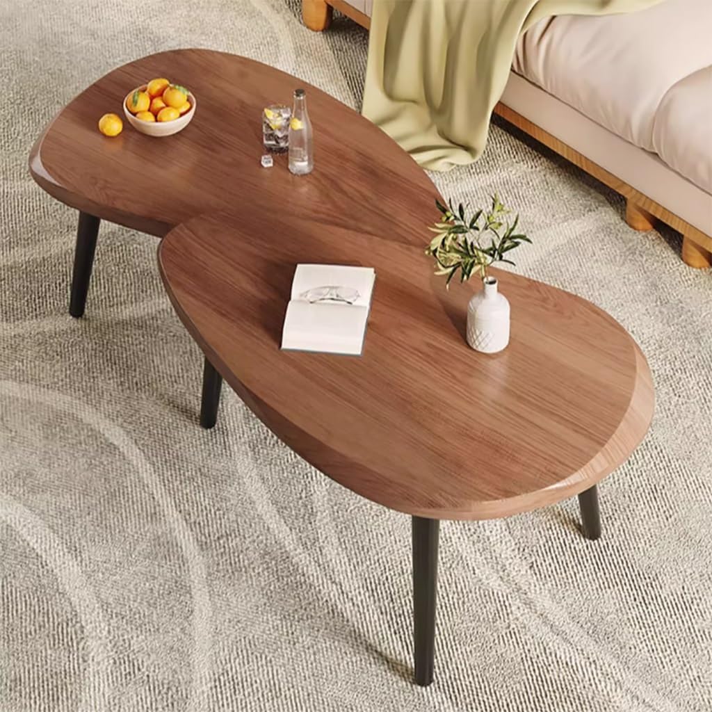 Sofa Side Table Set, Living Room Nesting Coffee Desk，(MDF+Iron Legs) Leisure Tea Table, for Small Apartment Balcony(B)