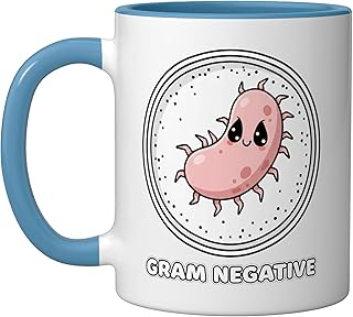 Gram Negative Cute Bacteria Stem Kids Microbiology Funny Ceramic Mug, Blue/White