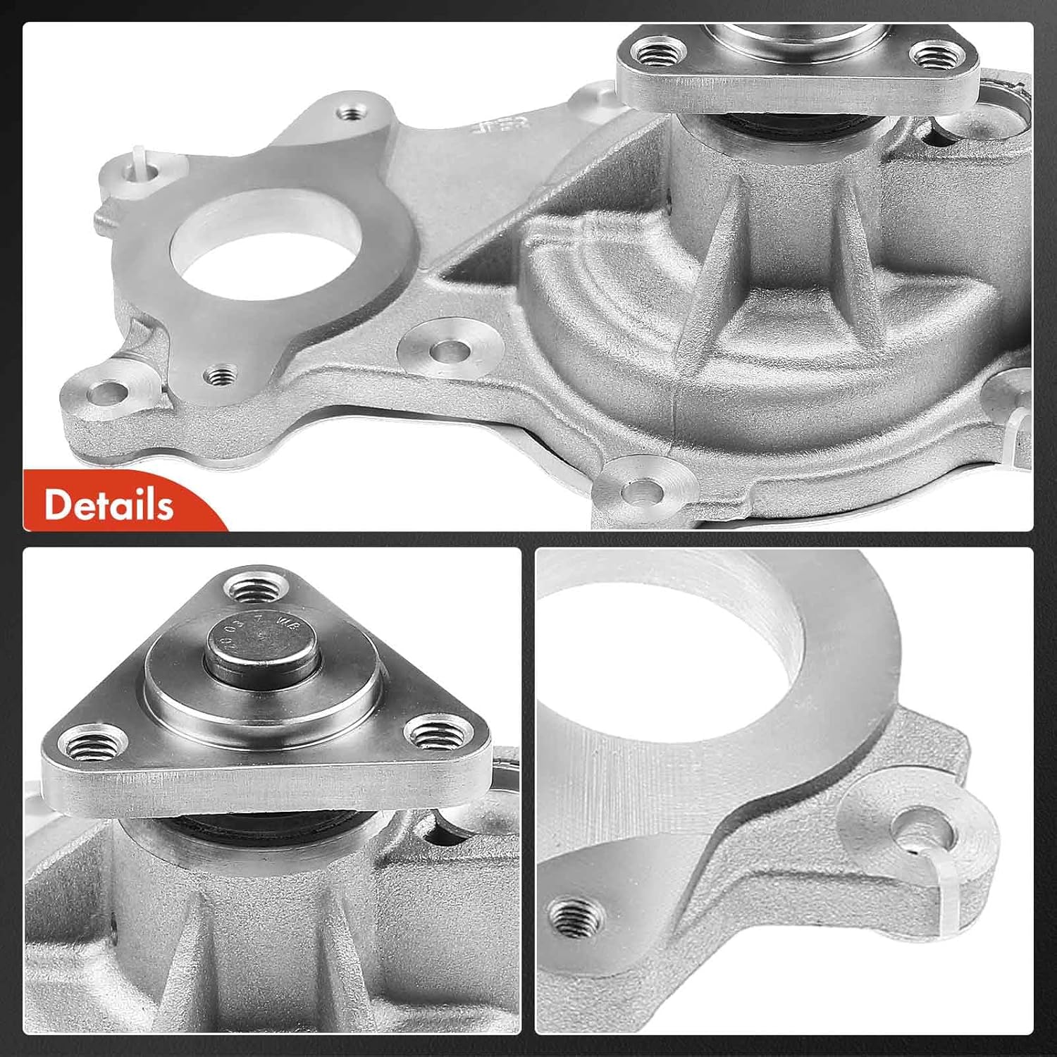 A-Premium Water Pump w/Ring [DOHC, 6Cyl 3.5L 3.7L] Compatible with Ford F-150 14-17, Mustang 11-17, Transit-350 HD 15-19, Transit-150 Transit-250 Transit-350 15-19, (fits 3-Bolt Pulley Flange)