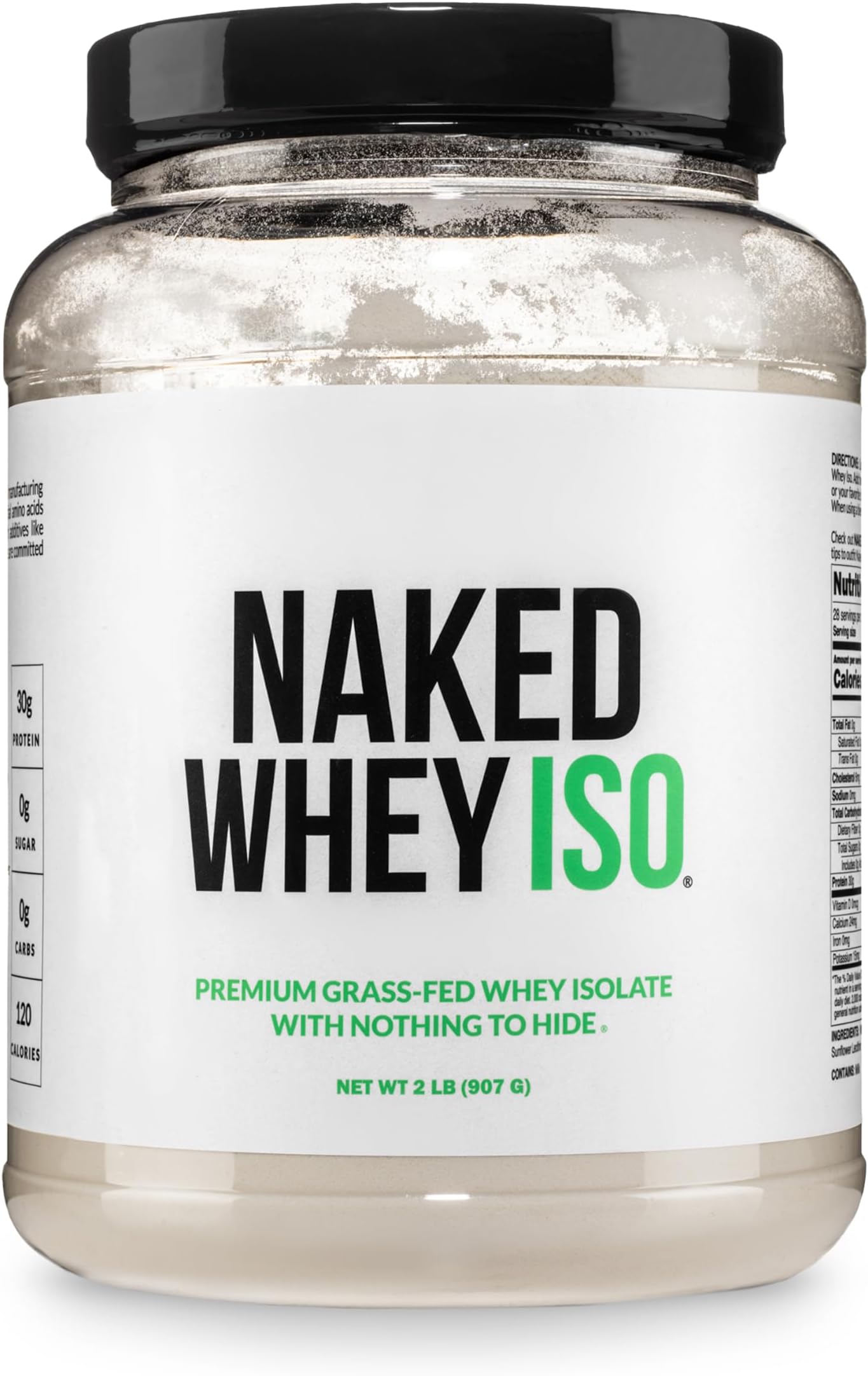 Whey Isolate Protein - Only 2 Ingredients, 30g Grass-Fed Protein, Zero Carb, Unflavored, Undenatured, Non-GMO, No Soy, Gluten-Free, No Preservatives - 28 Servings